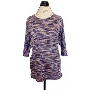 Dress Barn Womens Blouse Size Small Striped Sweater  3/4 Sleeve 3D Knit  Boho